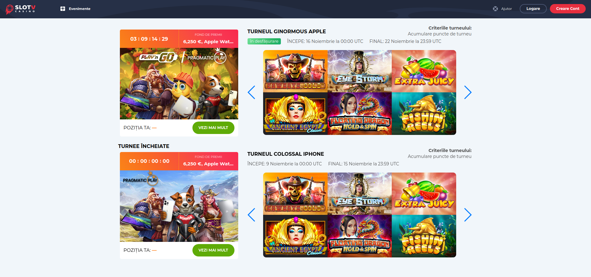 Turnee de cazinou online la SlotV